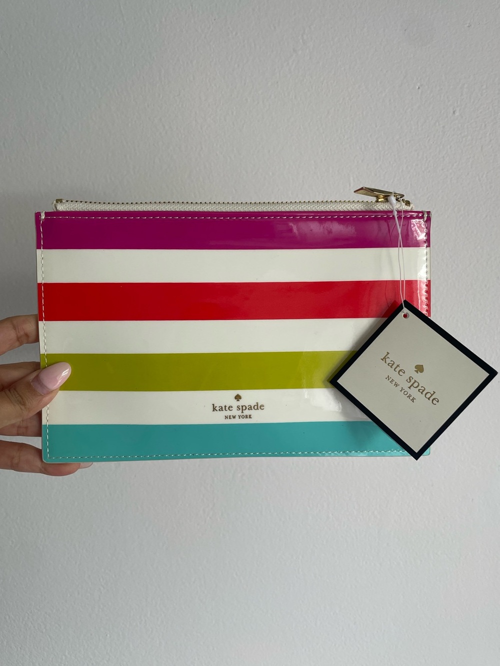 Kate Spade New York Candy Stripe Pencil Pouch Stationery Set Rainbow Zip Case